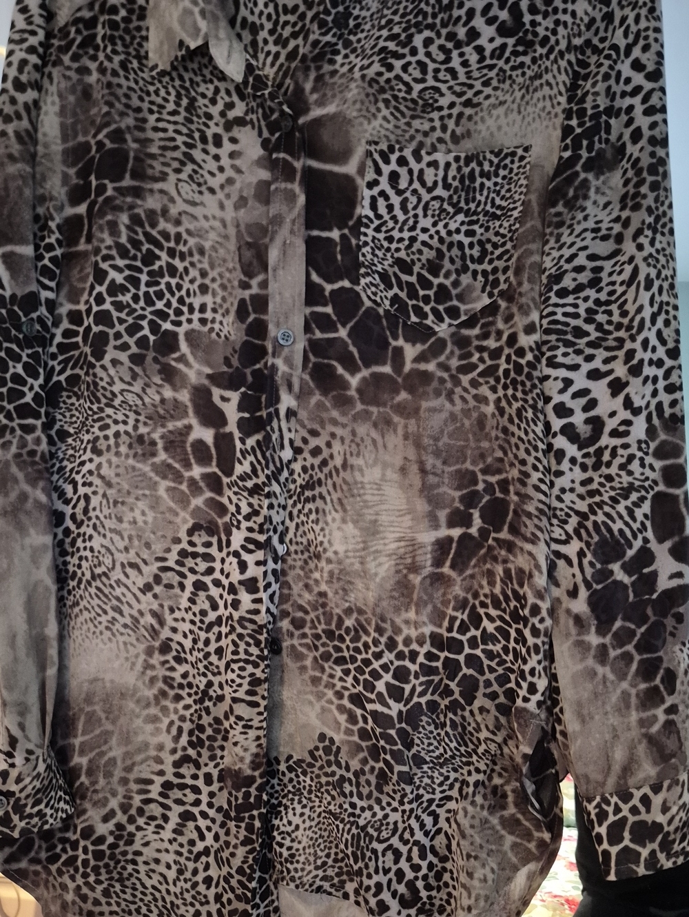 Moda International Brown Animal-Print Button Front Shirt Jacket